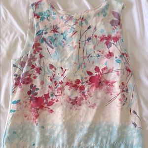 Rose & Olive floral pink and blue tank top size M